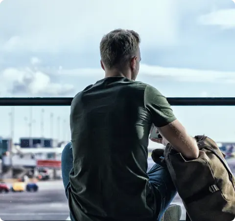 Man waiting at an airport