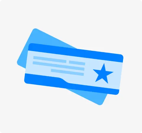 Illustration of two blue plane tickets