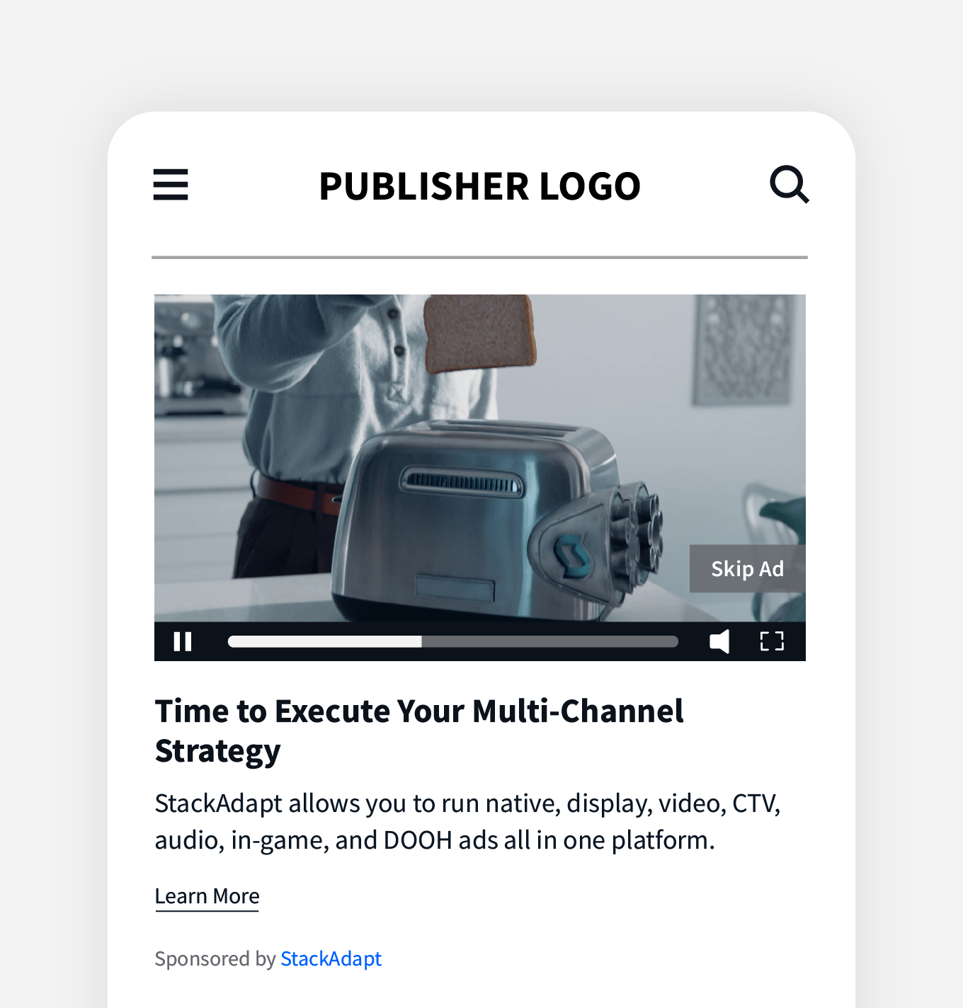 Illustrative example of a native programmatic video ad for StackAdapt
