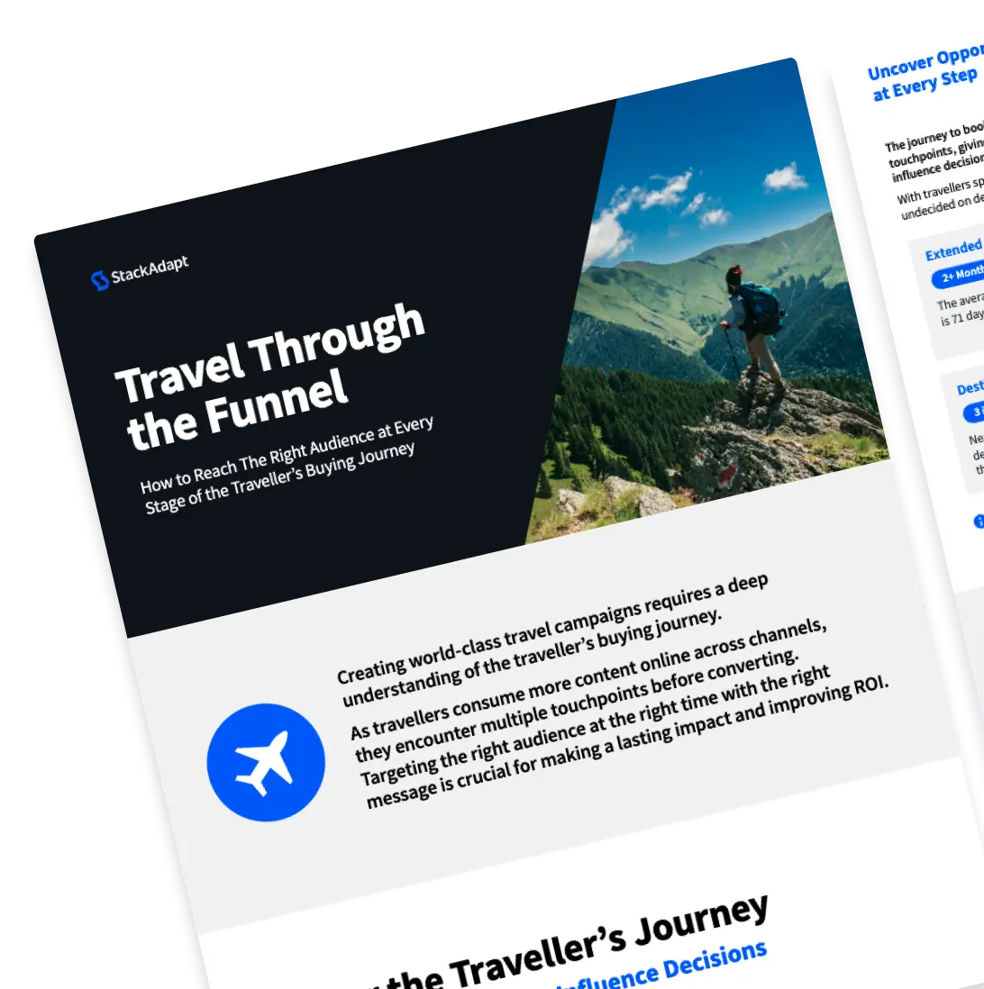 Cover design for StackAdapt's Travel Through the Funnel guide