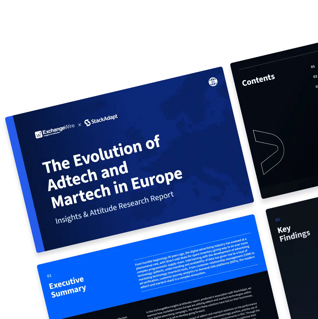 Cover of StackAdapt's The Evolution of Adtech and Martech in Europe report with ExchangeWire