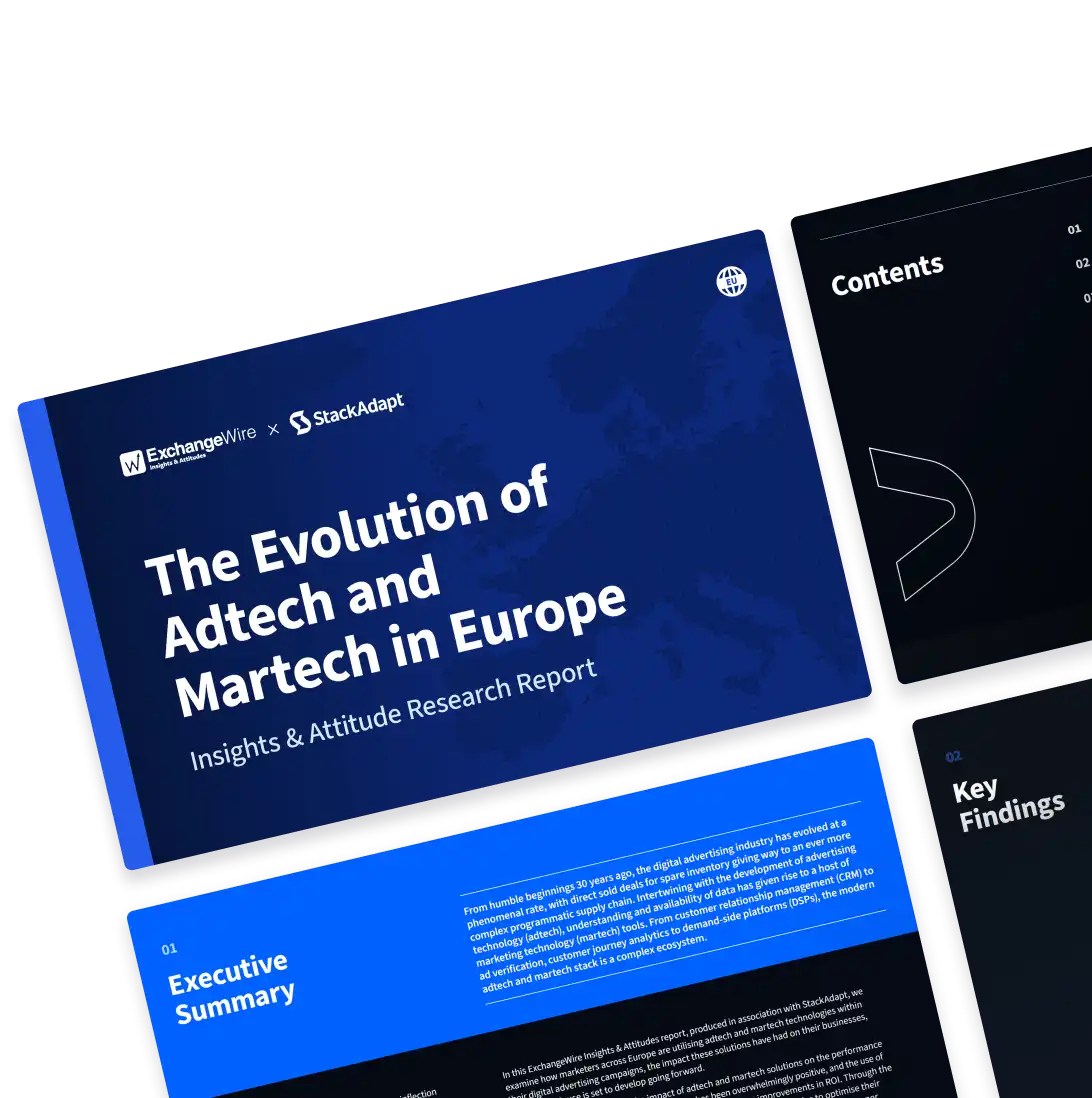Cover of StackAdapt's The Evolution of Adtech and Martech in Europe report with ExchangeWire