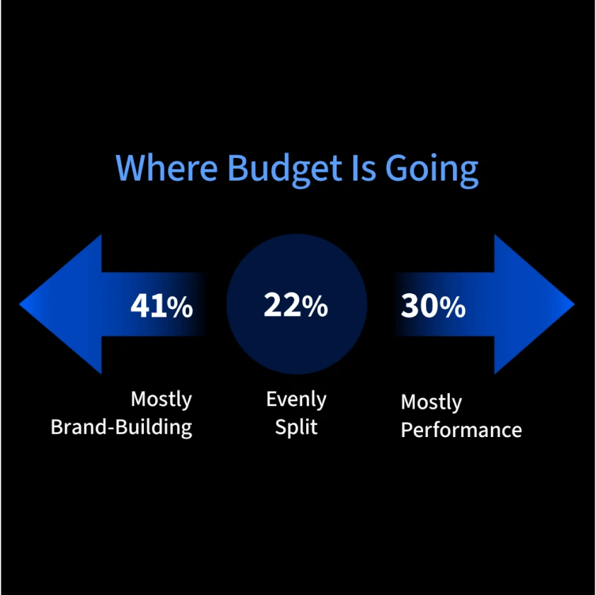 Graphic showing where marketing budget is going, brand building or performance.