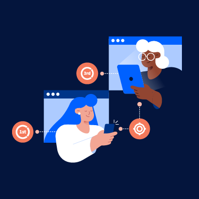 Illustrative graphic of people looking at their smart devices