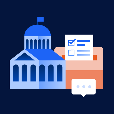 Illustrative graphic of a political building and a ballot box